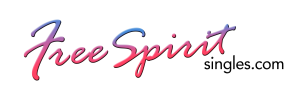 Brand logo with the cursive words 'Free Spirit' in a pink-to-blue gradient and 'singles.com' in gray on the right.